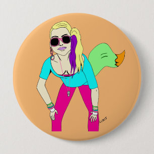 Badge Rond 10 Cm 80s foxy fille