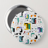Badge Rond 10 Cm Abstrait maya anciens visages motif 1 (Devant & derrière)