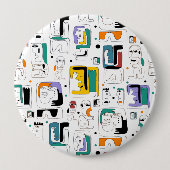 Badge Rond 10 Cm Abstrait maya anciens visages motif 1 (Devant)