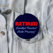 Badge Rond 10 Cm Adieu à la retraite (bleu foncé) (En situation)