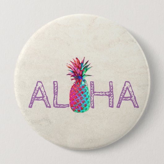Badge Rond 10 Cm Adorable Aloha Hawaiian Pineappy (Devant)