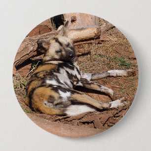 Badge Rond 10 Cm african-wild-dog-018