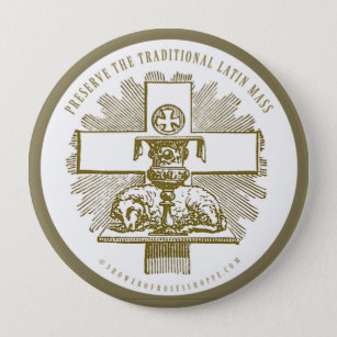 Badge Rond 10 Cm Agneau d'or de la Messe latine traditionnelle de D