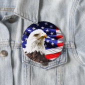 Badge Rond 10 Cm Aigle et drapeau américains (En situation)