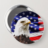 Badge Rond 10 Cm Aigle et drapeau américains (Devant & derrière)