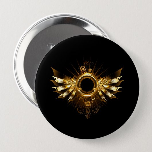 Badge Rond 10 Cm Ailes de Steampunk (Devant & derrière)
