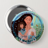Badge Rond 10 Cm Aimez-vous plus Mère avec enfants Bouton (Devant & derrière)