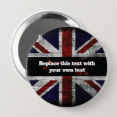 Badge Rond 10 Cm Ajouter du texte sur le drapeau anglais Jeu d'orei (Devant & derrière)
