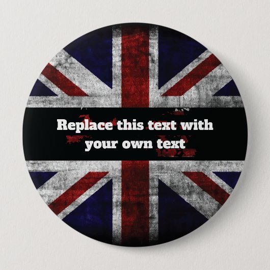 Badge Rond 10 Cm Ajouter du texte sur le drapeau anglais Jeu d'orei (Devant)