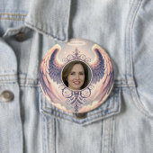 Badge Rond 10 Cm Ajouter Photo Custom Memorial Pastel (En situation)