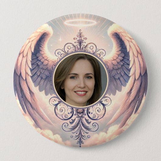 Badge Rond 10 Cm Ajouter Photo Custom Memorial Pastel (Devant)
