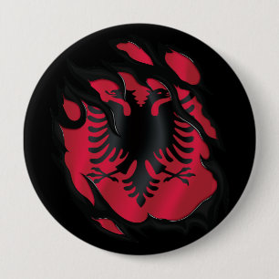 Badge Rond 10 Cm Albanie Drapeau déchiré