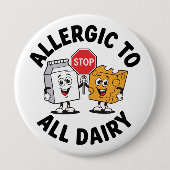 Badge Rond 10 Cm Alerte d'allergie laitière (Devant)