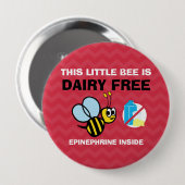 Badge Rond 10 Cm Alerte d'allergie personnalisée par abeille libre (Devant & derrière)