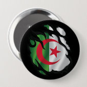 Badge Rond 10 Cm Algérie - Drapeau déchiré (Devant & derrière)