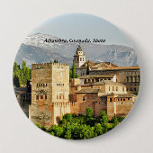 Badge Rond 10 Cm Alhambra, Grenade, Andalousie, Espagne (Devant)