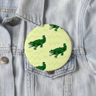 Badge Rond 10 Cm Alligator en jaune