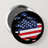 Badge Rond 10 Cm Amérique déchiré le drapeau (Devant & derrière)