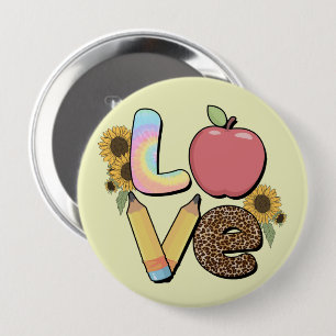 Badge Rond 10 Cm Amour - Conception colorée de l'enseignant avec po