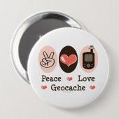 Badge Rond 10 Cm Amour Geocache de paix (Devant & derrière)