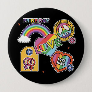 Badge Rond 10 Cm Amour. LGBT+Pride. Jour de la fierté. Amour arc-en