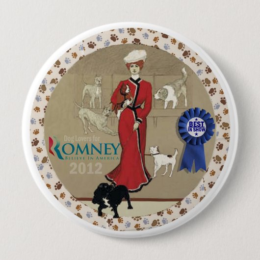 Badge Rond 10 Cm Amoureux de les chiens pour Romney (Devant)