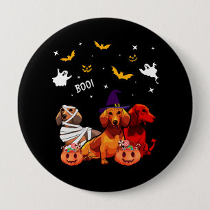 Badge Rond 10 Cm Amoureux des chiens de Dachshund Halloween