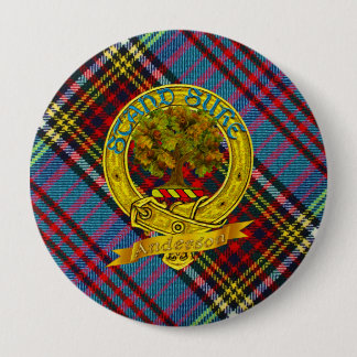 Badge Rond 10 Cm Anderson Clan Tartan & Motif