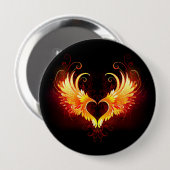 Badge Rond 10 Cm Angel Fire Heart with Wings (Devant & derrière)