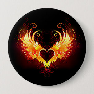 Badge Rond 10 Cm Angel Fire Heart with Wings