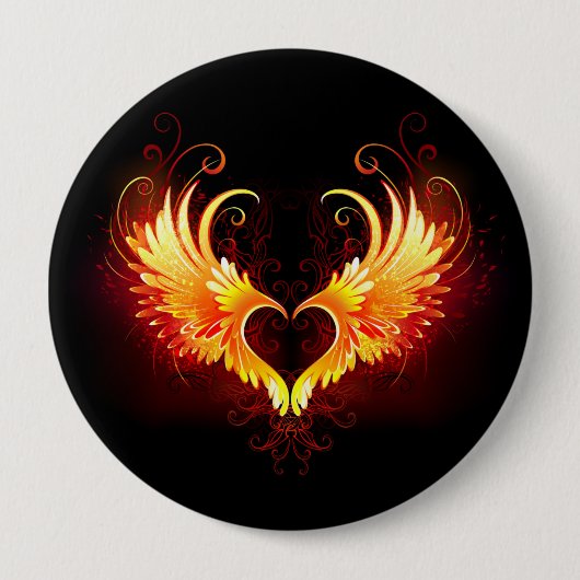Badge Rond 10 Cm Angel Fire Heart with Wings (Devant)