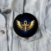 Badge Rond 10 Cm Ankh or avec ailes (En situation)