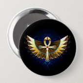 Badge Rond 10 Cm Ankh or avec ailes (Devant & derrière)