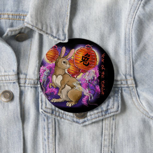 Badge Rond 10 Cm Année chinoise du zodiaque du lapin