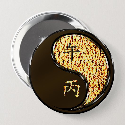 Badge Rond 10 Cm Année du Cheval de Feu (Devant & derrière)