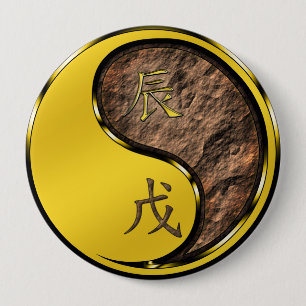 Badge Rond 10 Cm Année du dragon de la Terre