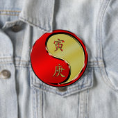 Badge Rond 10 Cm Année du tigre métallique (En situation)