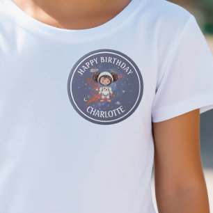 Badge Rond 10 Cm Anniversaire de l'Astronaute Garçon de l'Espace
