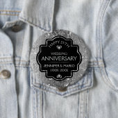 Badge Rond 10 Cm Anniversaires de Silver & Black 25th Wedding (En situation)