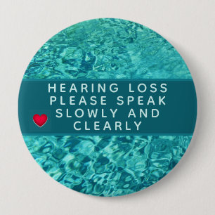 Badge Rond 10 Cm Aqua perte auditive abstraite 4 pouces