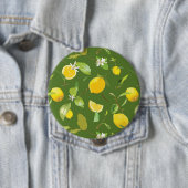 Badge Rond 10 Cm Aquarelle Citron & Feuilles 5 (En situation)