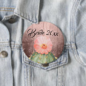 Badge Rond 10 Cm Aquarelle Orange Cactus Mariage (En situation)