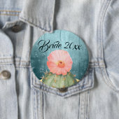 Badge Rond 10 Cm Aquarelle Orange Cactus Mariage (En situation)
