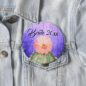 Badge Rond 10 Cm Aquarelle Orange Cactus Mariage (En situation)