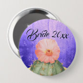 Badge Rond 10 Cm Aquarelle Orange Cactus Mariage (Devant & derrière)