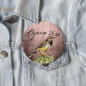 Badge Rond 10 Cm Aquarelle usée sur le Mariage Cactus (En situation)