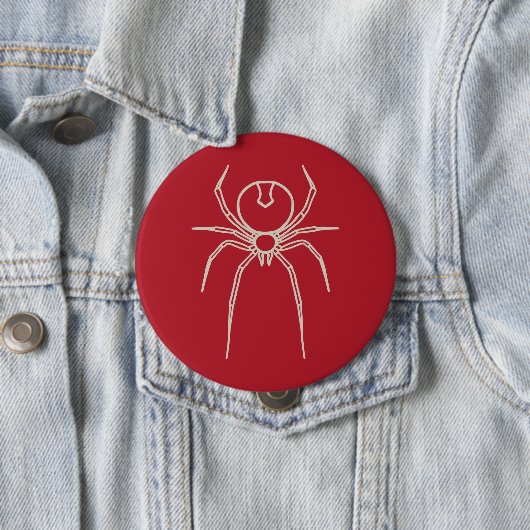 Badge Rond 10 Cm Araignée - Rouge de sang et Blanc d'os (En situation)
