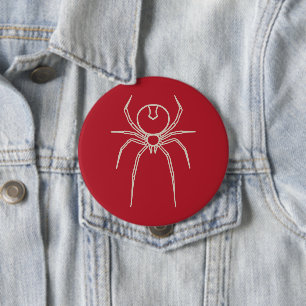 Badge Rond 10 Cm Araignée - Rouge de sang et Blanc d'os