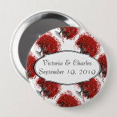 Badge Rond 10 Cm Arbre à feuilles de coeur rouge (Devant & derrière)