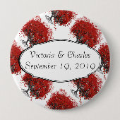 Badge Rond 10 Cm Arbre à feuilles de coeur rouge (Devant)
